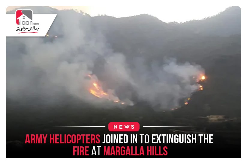 Army Helicopters joined in to extinguish the fire at Margalla Hills