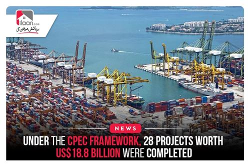 Under the CPEC framework, 28 projects worth US$18.8 billion were completed