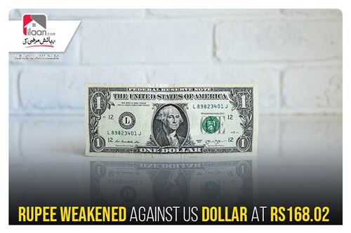 Rupee weakened against US dollar at Rs168.02
