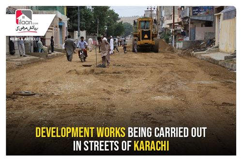 Development works being carried out in streets of Karachi