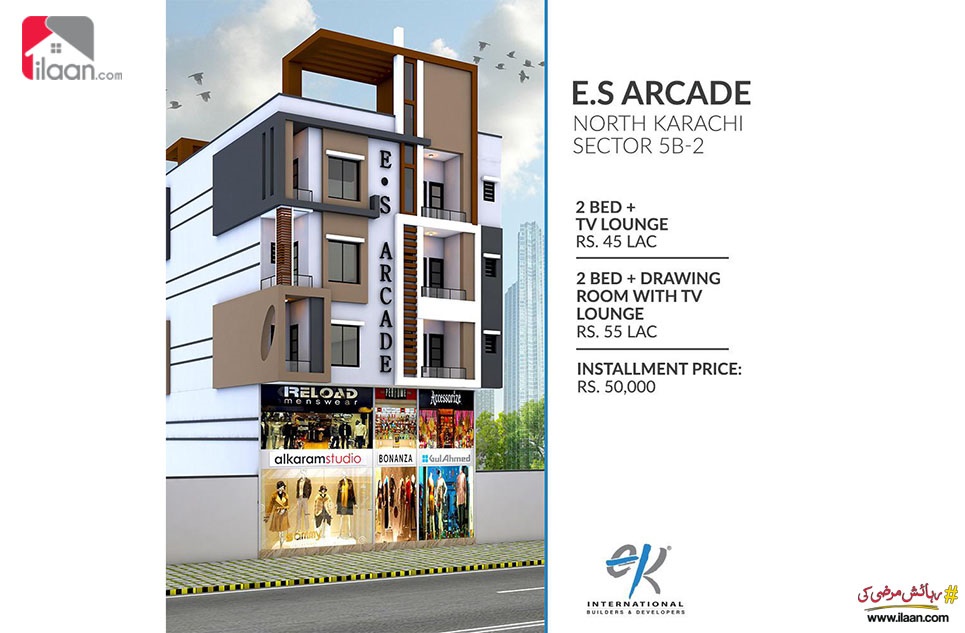 2 Bed Apartment for Sale (Third Floor) in ES Arcade, Sector 5B, North Karachi, Karachi