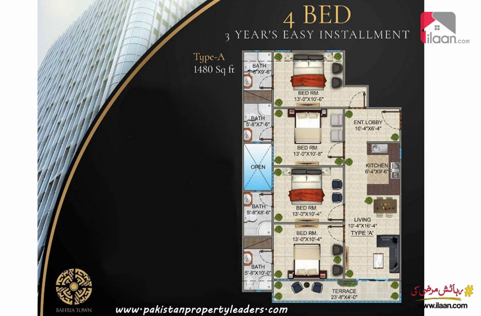 3 Bed Apartment for Sale in Golden Clock Tower, Bahria Town, Karachi